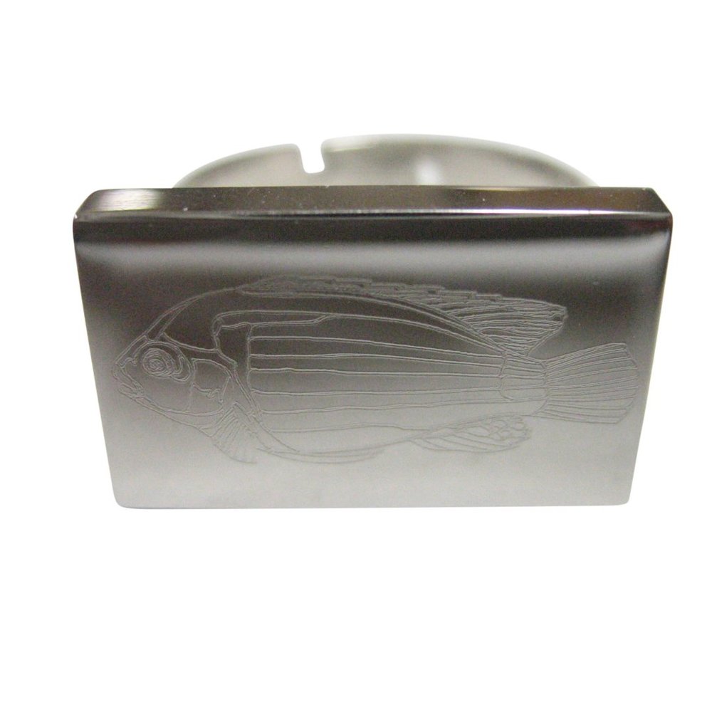 Silver Toned Rectangular Etched African Cichlid F… - image 1